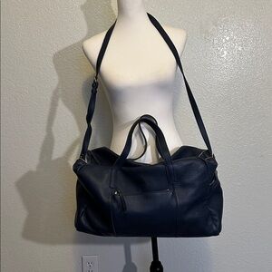 Mark and Graham Large Genuine Pebble Leather Duffel Bag Weekender GUC